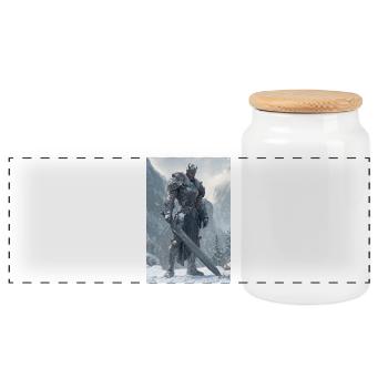 Armure de givre de seigneur de guerre - Boîte à biscuits avec couvercle en bois - blanc - Devant