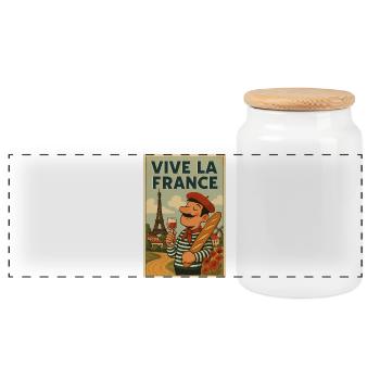 Long live vintage France - Panoramic Cookie Jar with Wooden Lid - white - Front
