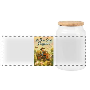 Le Bon Sens Paysan - Boîte à biscuits avec couvercle en bois - blanc - Devant