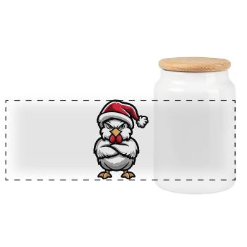 Huhn Weihnachten - Panorama Keksdose mit Holzdeckel - Weiß - Vorne