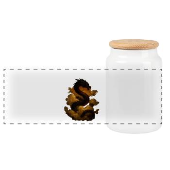 Cloud dragon in the sky - Panoramic Cookie Jar with Wooden Lid - white - Front