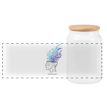 Creative Mind – Abstract Brain Illustration - Panoramic Cookie Jar with Wooden Lid - white - Front