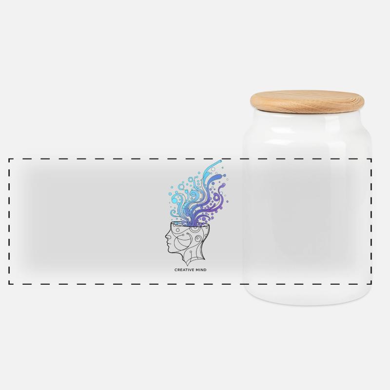 Mente Creativa – Ilustración Abstracta del Cerebro - Boîte à biscuits avec couvercle en bois - blanc