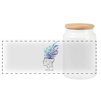 Creative Mind – Abstract Brain Illustration - Panoramic Cookie Jar with Wooden Lid - white - Front
