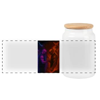Duel des éléments entre le feu et la glace - Boîte à biscuits avec couvercle en bois - blanc - Devant
