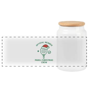 Logo de l’équipe de Noël de padel - Boîte à biscuits avec couvercle en bois - blanc - Devant