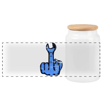 Doigt du milieu Clé à doigt puante Conception - Boîte à biscuits avec couvercle en bois - blanc - Devant