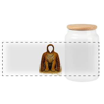 Illustration de sweat à capuche tigre - Boîte à biscuits avec couvercle en bois - blanc - Devant