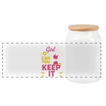Girl Power Gym Tee - Panoramic Cookie Jar with Wooden Lid - white - Front