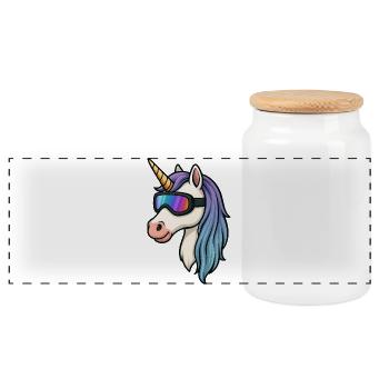 Licorne avec des lunettes de ski cool - Boîte à biscuits avec couvercle en bois - blanc - Devant