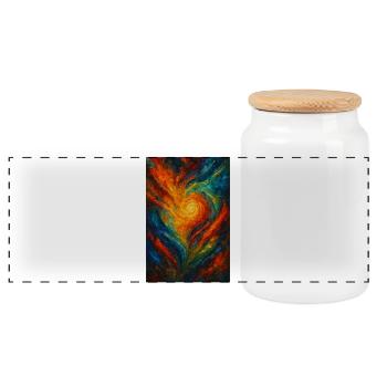 Chromatic Vortex Abstract Fire - Panoramic Cookie Jar with Wooden Lid - white - Front
