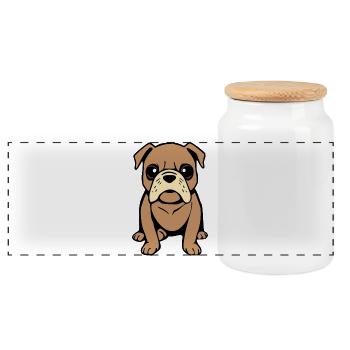 Bulldog Dog T-shirt Gift Christmas - Panoramic Cookie Jar with Wooden Lid - white - Front