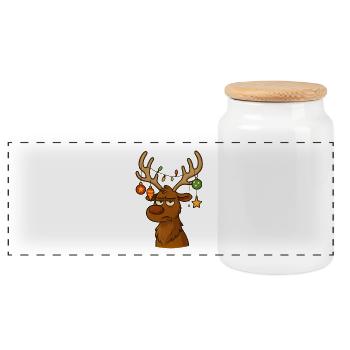 Renne Noël Rudolf - Boîte à biscuits avec couvercle en bois - blanc - Devant