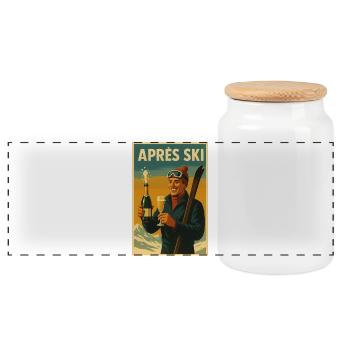 Affiche de célébration vintage après ski - Boîte à biscuits avec couvercle en bois - blanc - Devant