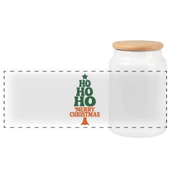 Hohoho Hippie Rétro Noël des années 70 - Boîte à biscuits avec couvercle en bois - blanc - Devant