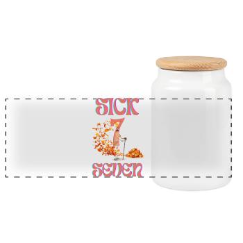 67 Sick Seven - Panoramic Cookie Jar with Wooden Lid - white - Front