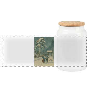 Noël - Boîte à biscuits avec couvercle en bois - blanc - Devant