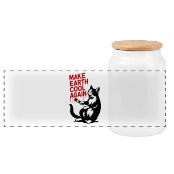 Make Earth Cool Again Wolf Print - Panorama Keksdose mit Holzdeckel - Weiß - Vorne