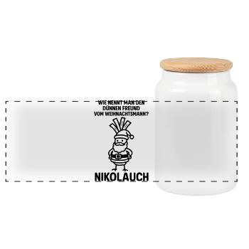 nikolauch Weihnachtsmann witz witzig  - Panorama Keksdose mit Holzdeckel - Weiß - Vorne