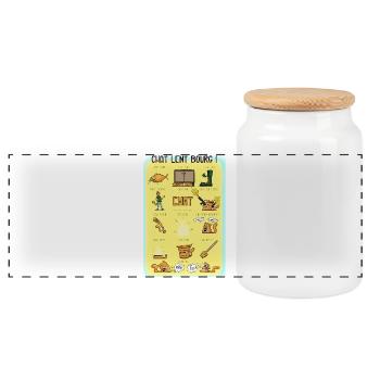Chat lent bourg - Boîte à biscuits avec couvercle en bois - blanc - Devant