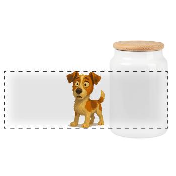 Jack Russell Terrier émerveillé - Boîte à biscuits avec couvercle en bois - blanc - Devant