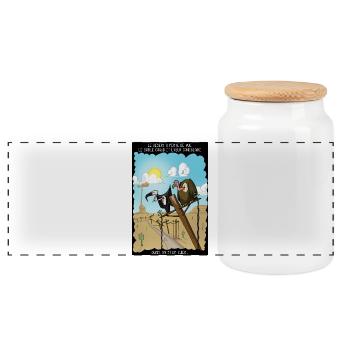 Les vautours - Boîte à biscuits avec couvercle en bois - blanc - Devant