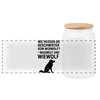 werwolf witziger spruch kinder grundschule - Panorama Keksdose mit Holzdeckel - Weiß - Vorne
