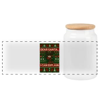 Ugly Christmas Dear Santa - Panorama Keksdose mit Holzdeckel - Weiß - Vorne