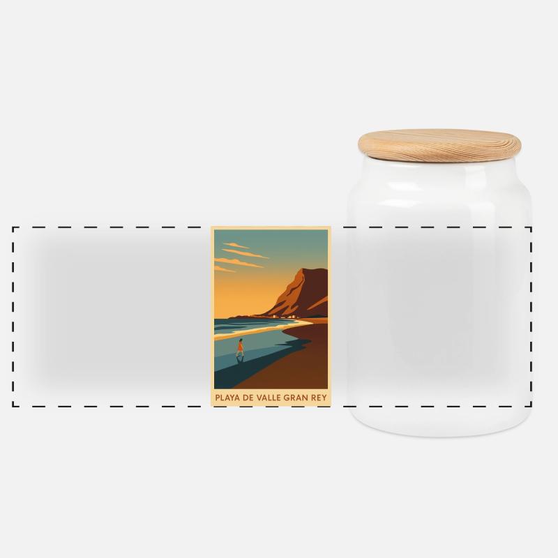 Valle Gran Rey auf La Gomera - Panorama Keksdose mit Holzdeckel - Weiß