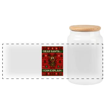 Ugly Christmas Weihnachten - Panoramic Cookie Jar with Wooden Lid - white - Front