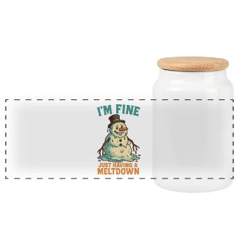 Bonhomme de neige qui fond, ça va. - Boîte à biscuits avec couvercle en bois - blanc - Devant