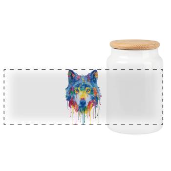 Loup - Boîte à biscuits avec couvercle en bois - blanc - Devant