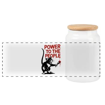 Peinture du chat Power to the People - Boîte à biscuits avec couvercle en bois - blanc - Devant