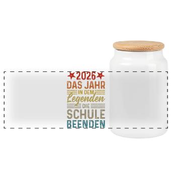 2026 The Year Legends Finish School - Panoramic Cookie Jar with Wooden Lid - white - Front
