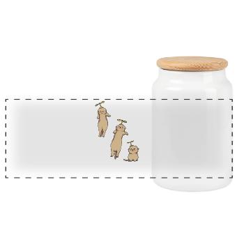 Kittens Helicopter - Panorama Keksdose mit Holzdeckel - Weiß - Vorne