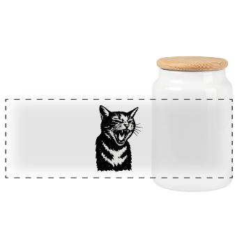 Screaming Shadowcat - Panoramic Cookie Jar with Wooden Lid - white - Front