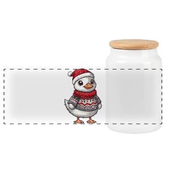 Gans Weihnachten Xmas - Panorama Keksdose mit Holzdeckel - Weiß - Vorne
