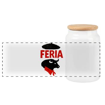 Feria - Basque Country - Panoramic Cookie Jar with Wooden Lid - white - Front