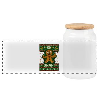 Oh Snap Gingerbread Man Ugly Christmas - Panoramic Cookie Jar with Wooden Lid - white - Front