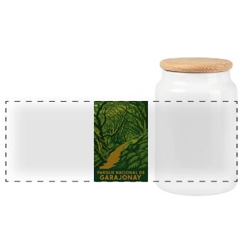 Parque Nationale de Garajonay - Boîte à biscuits avec couvercle en bois - blanc - Devant
