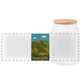Roque Cano La Gomera - Panoramic Cookie Jar with Wooden Lid - white - Front