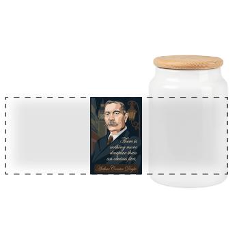 Arthur Conan Doyle - Panoramic Cookie Jar with Wooden Lid - white - Front