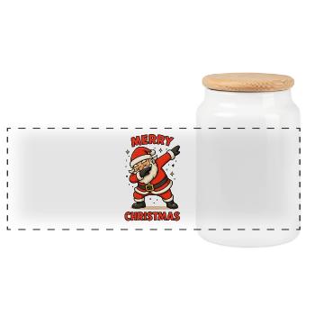 Dabbing Santa Dab - Panoramic Cookie Jar with Wooden Lid - white - Front