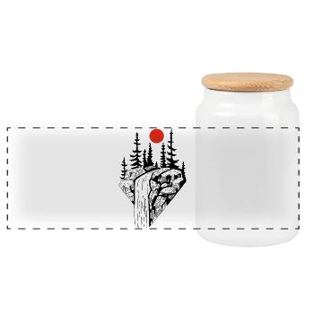 Le soleil rouge et la cascade noire - Boîte à biscuits avec couvercle en bois - blanc - Devant