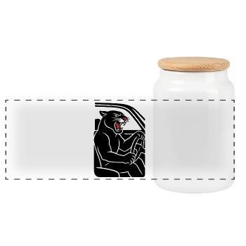 Voiture Panthère - Boîte à biscuits avec couvercle en bois - blanc - Devant