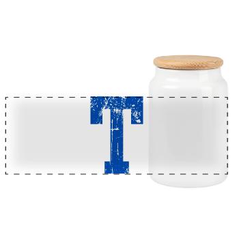 Lettre t sport rétro  - Boîte à biscuits avec couvercle en bois - blanc - Devant