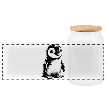 Knuffiger Eisbewohner Baby Pinguin Kinder Style - Panoramic Cookie Jar with Wooden Lid - white - Front
