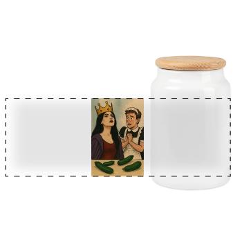 Queen Vibes - Panoramic Cookie Jar with Wooden Lid - white - Front