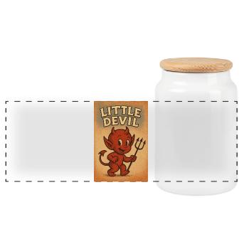 Little devil - Panoramic Cookie Jar with Wooden Lid - white - Front