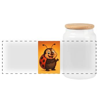Coccinelle rieuse au coucher du soleil - Boîte à biscuits avec couvercle en bois - blanc - Devant